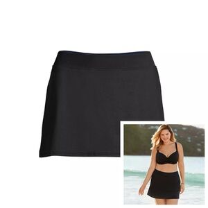 LANDS’ END Swim Skirt Womens 22W Black Tummy Control Skirted Bikini Bottom